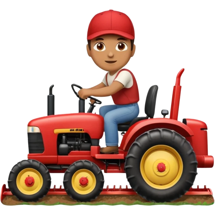 man plowing a field with a tractor, emoji style emoji
