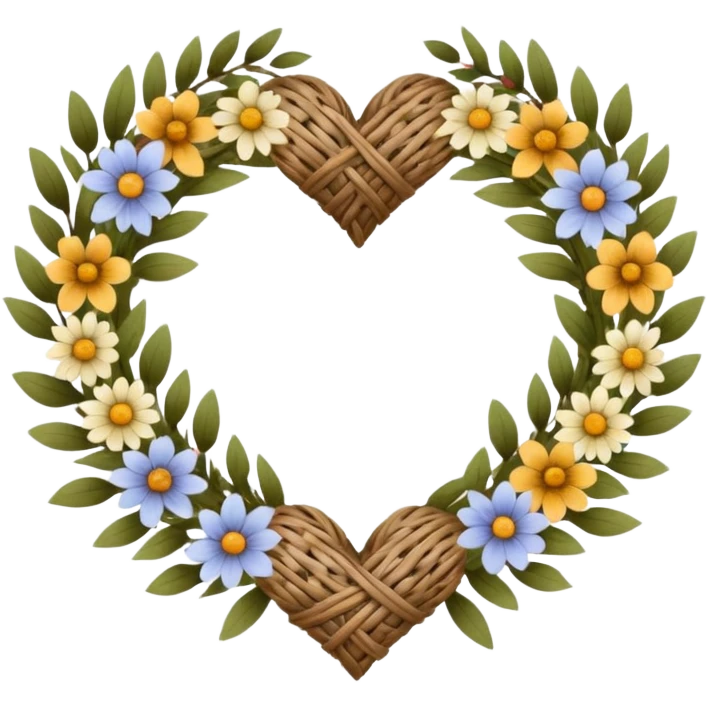 nature wreath heart, boho beautiful  emoji