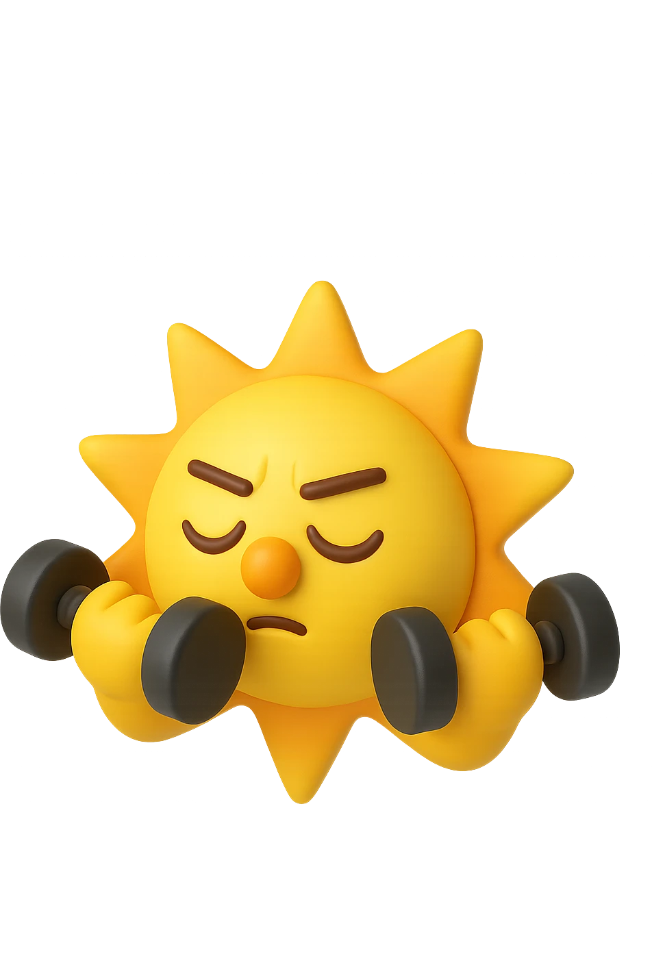 emoji stile iphone 3d di un sole che si allena con i pesi emoji