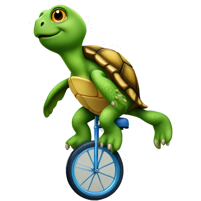 Turtle riding unicycle emoji