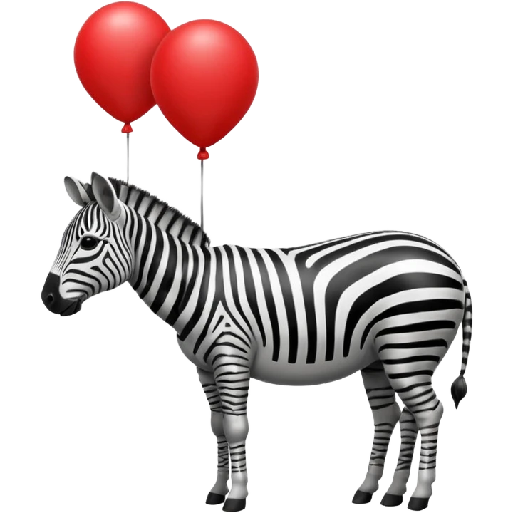 zebra holding red balloon emoji