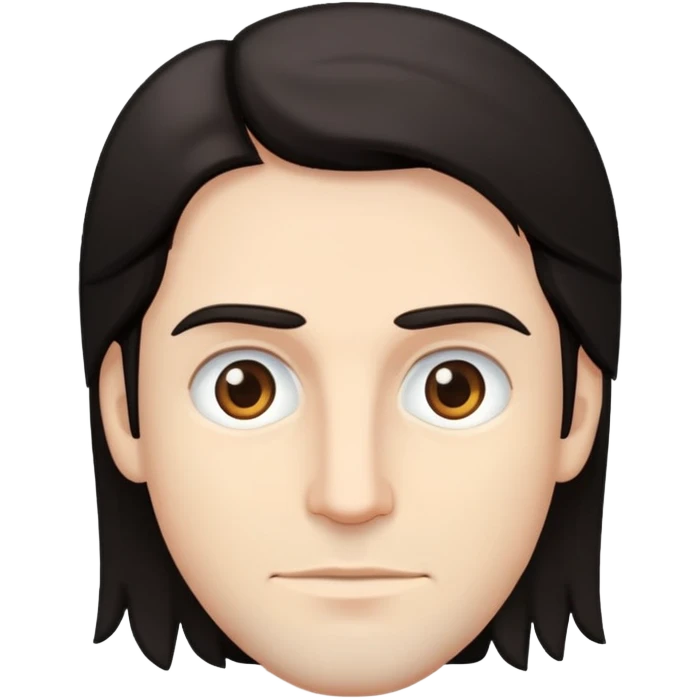 White Man with longer dark hair and brown eyes  emoji
