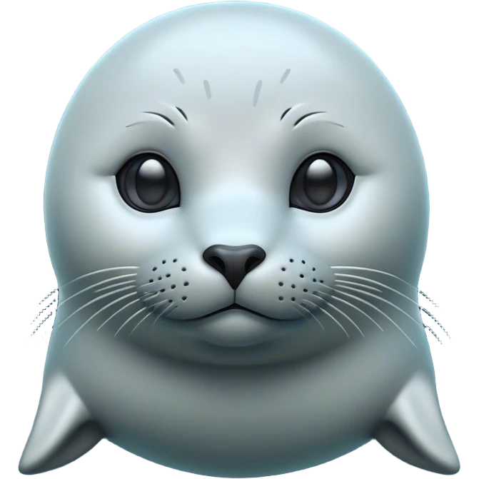 Cinematic Noble Seal Portrait Emoji, Poised and streamlined, with a sleek, smooth body of glossy, muted hues and expressive, dark eyes complemented by a rounded, agile head, Simplified yet sharp and sophisticated features, highly detailed, glowing with a soft, maritime luminescence, high shine, intelligent and graceful, stylized with an air of coastal authority, focused and alert, soft glowing outline, capturing the essence of a watchful marine guardian that appears ready to glide out of the screen with effortless authority! emoji