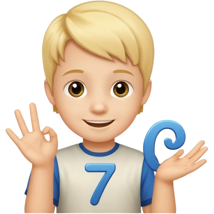 A Lil kid holding 6 7  emoji