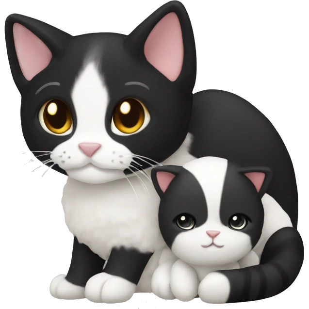 tuxedo cat with lamb plush emoji