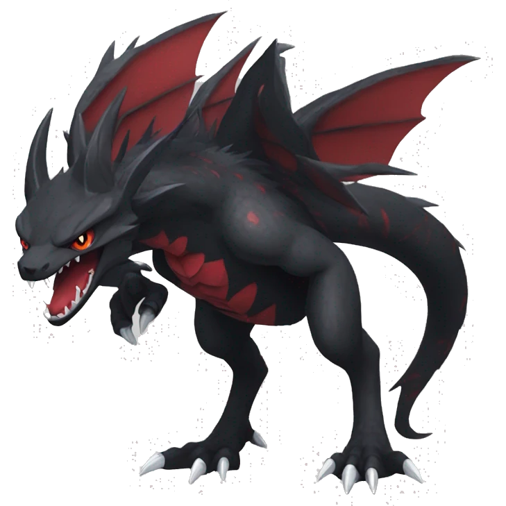 cool edgy black and red Dark-type nargacuga Pokémon full body emoji