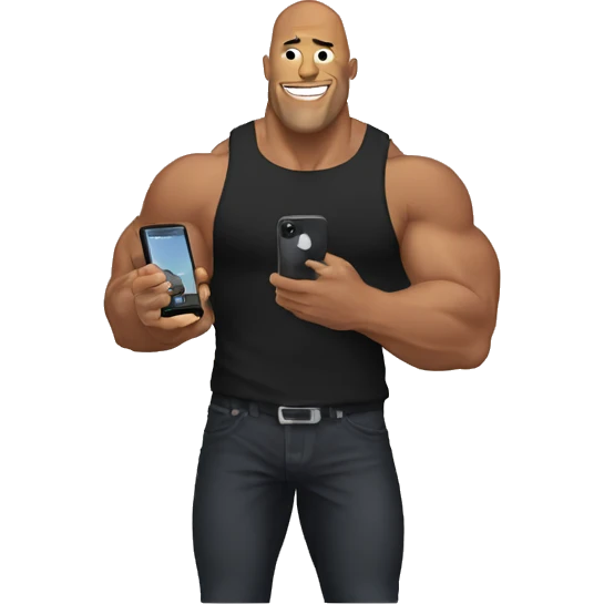 the rock holding a mobile phone emoji