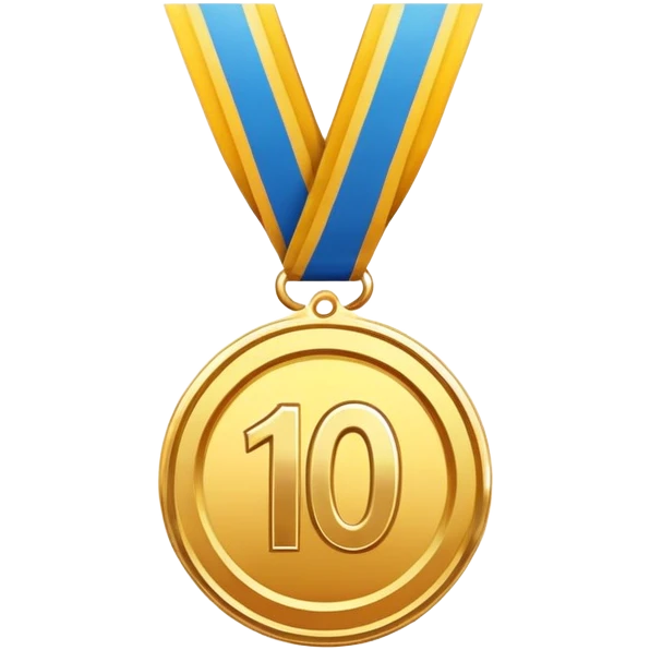 A golden medal with the number 10 on it instead of 1 emoji