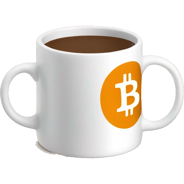 Coffee mug with Bitcoin logo emoji
