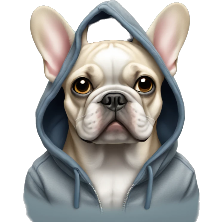 French bulldog wearing hoodie emoji