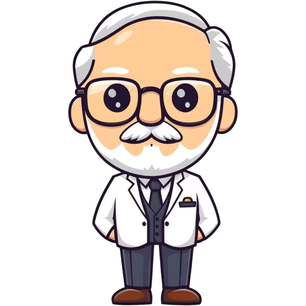 Colonel Sanders, old white man with square glasses, white goatee beard, white suit, KFC founder emoji