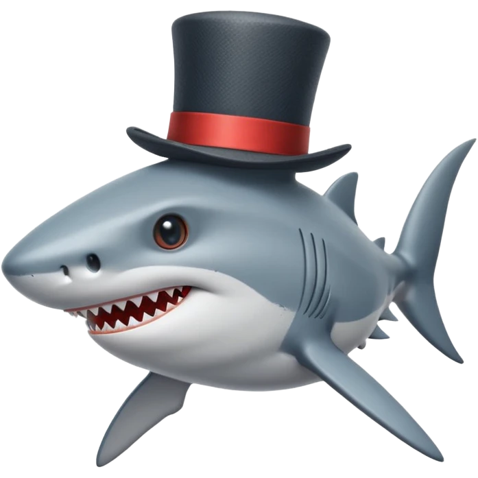 Shark with a top hat emoji
