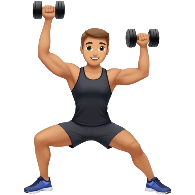 Energetic fitness instructor stretching with dumbbells emoji