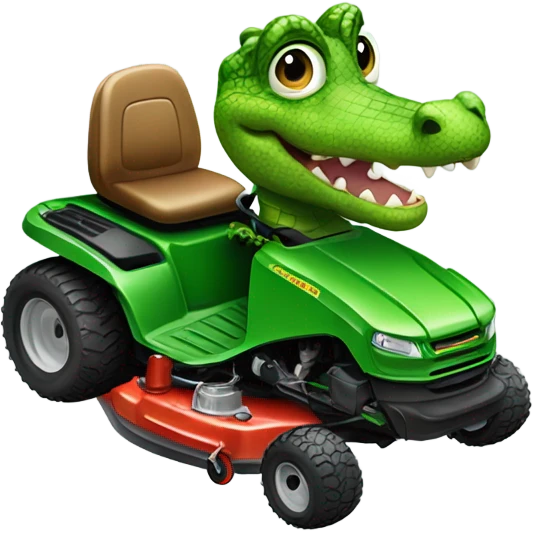 Alligator riding a lawnmower emoji