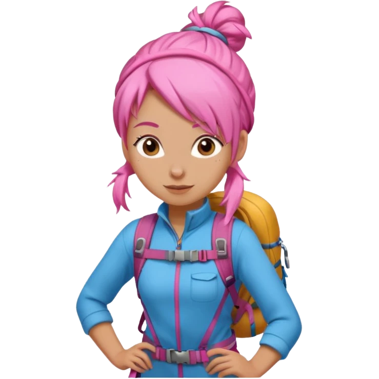 climber girl with pink bun hair emoji