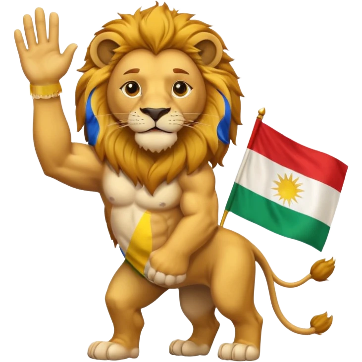 lion waving the Kurdistan flag emoji