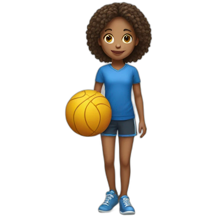 a young girl with a ball in full growth emoji