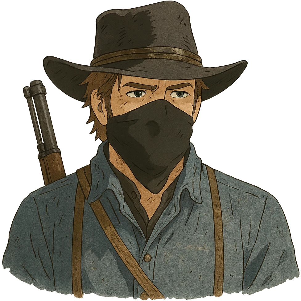 Arthur Morgan with a mask emoji