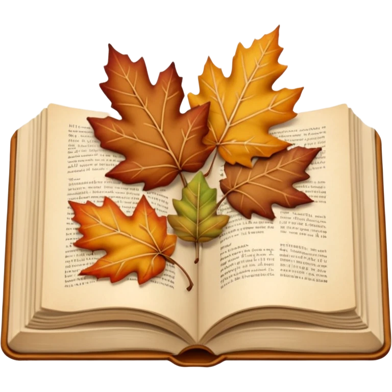 beige autumn open book with leaves on it emoji