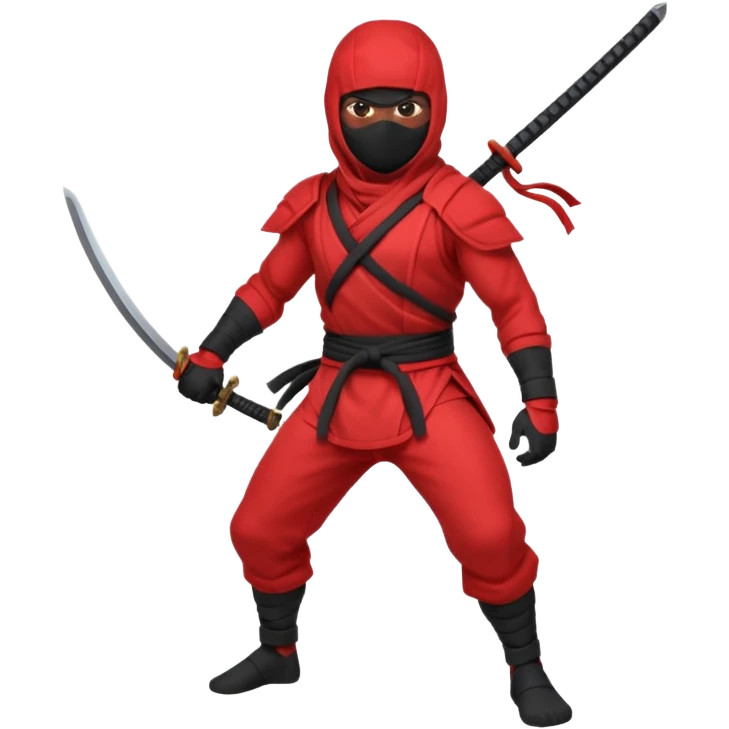 black skin ninja red clothes no weapon full body emoji