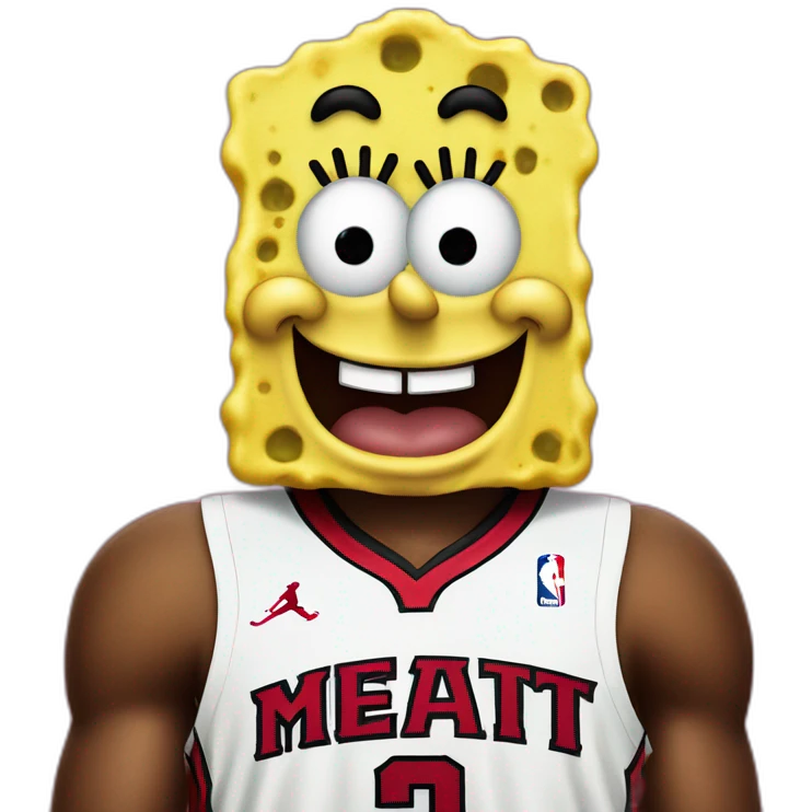 spongebob wearing red miami heat jersey emoji