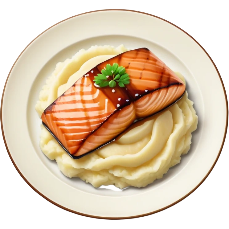 Plate of salmon teriyaki and mashed potatoes  emoji