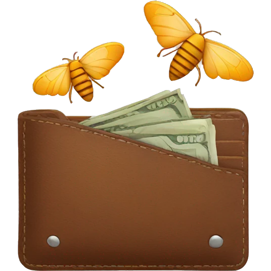 Open wallet empty with moths flying out emoji