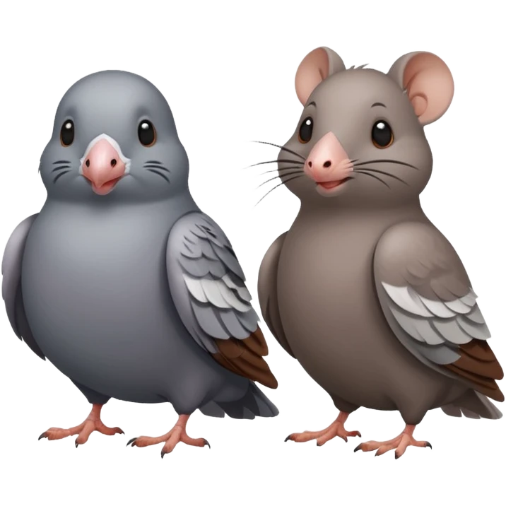 one pigeon (only a pigeon) and one rat (only a rat) who are friends emoji
