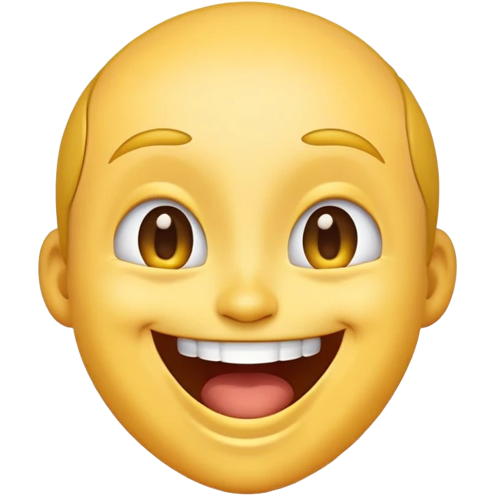 emoji with a big forehead, laughing, wide smile emoji