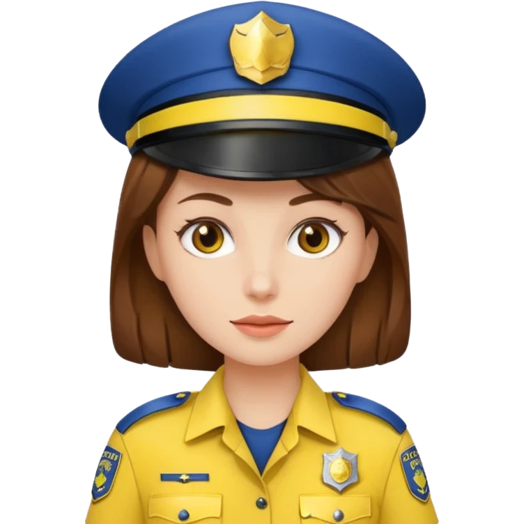 Female POLICE IN YELLOW, Brown hair emoji