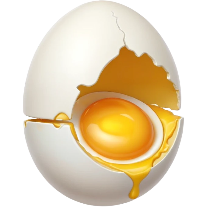 egg object icon, cracked egg with yolk, 3D cartoon, mobile game icon style, clean background, no text, no watermark
 emoji