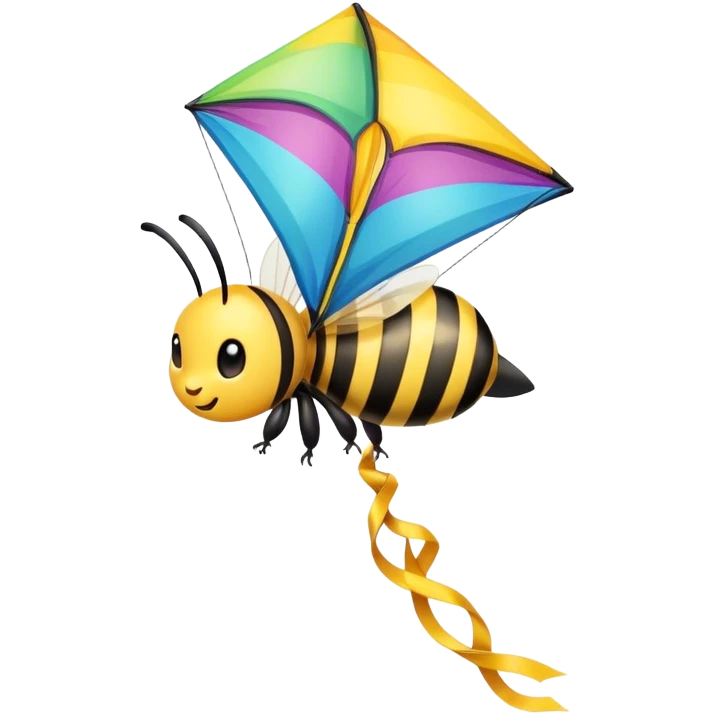 cute bee flying a kite  emoji
