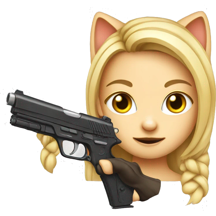girl-cat with great eyes and a gun emoji