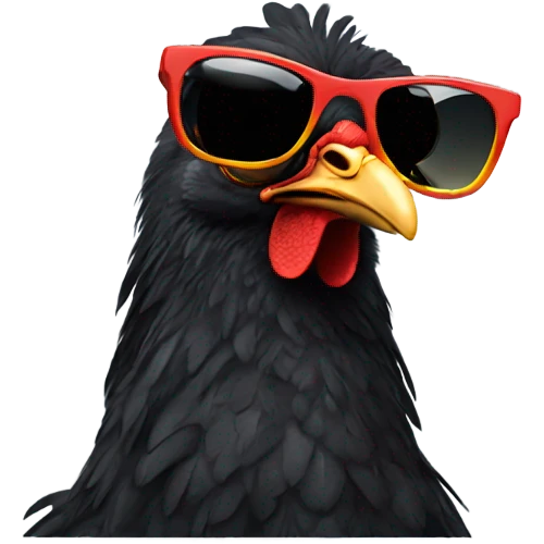 Black chicken with sunglasses  emoji