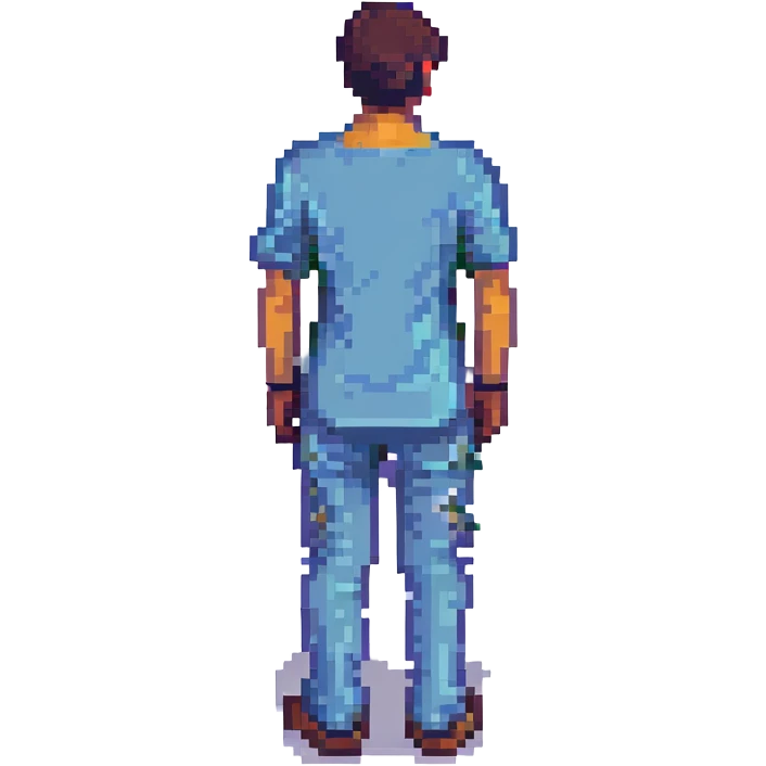 Ehsan in the style of pixel art, back view emoji