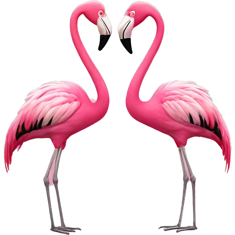 Two flamingos making a heart  emoji