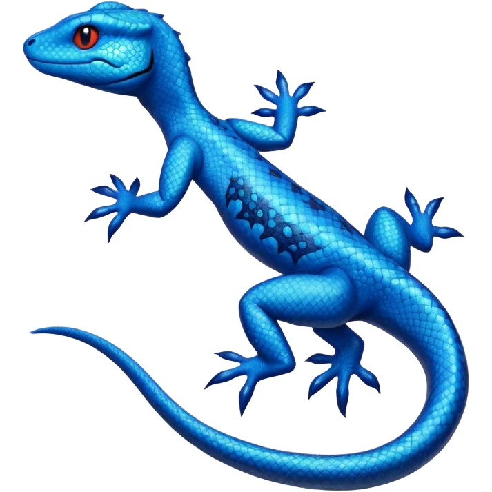 Cyan lizard-Salandit-Pokémon, with cobalt-blue flecks patterns emoji