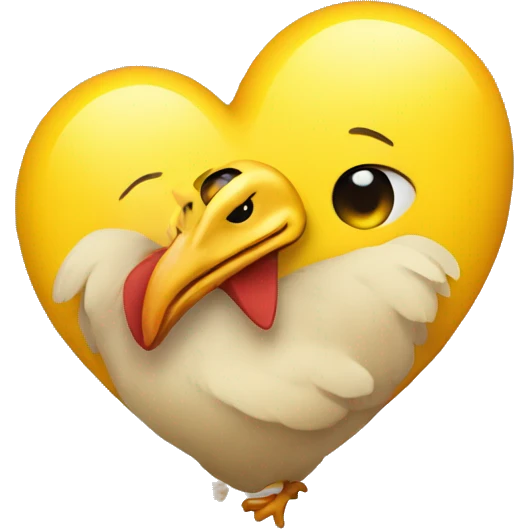 Yellow heart with chicken legs emoji