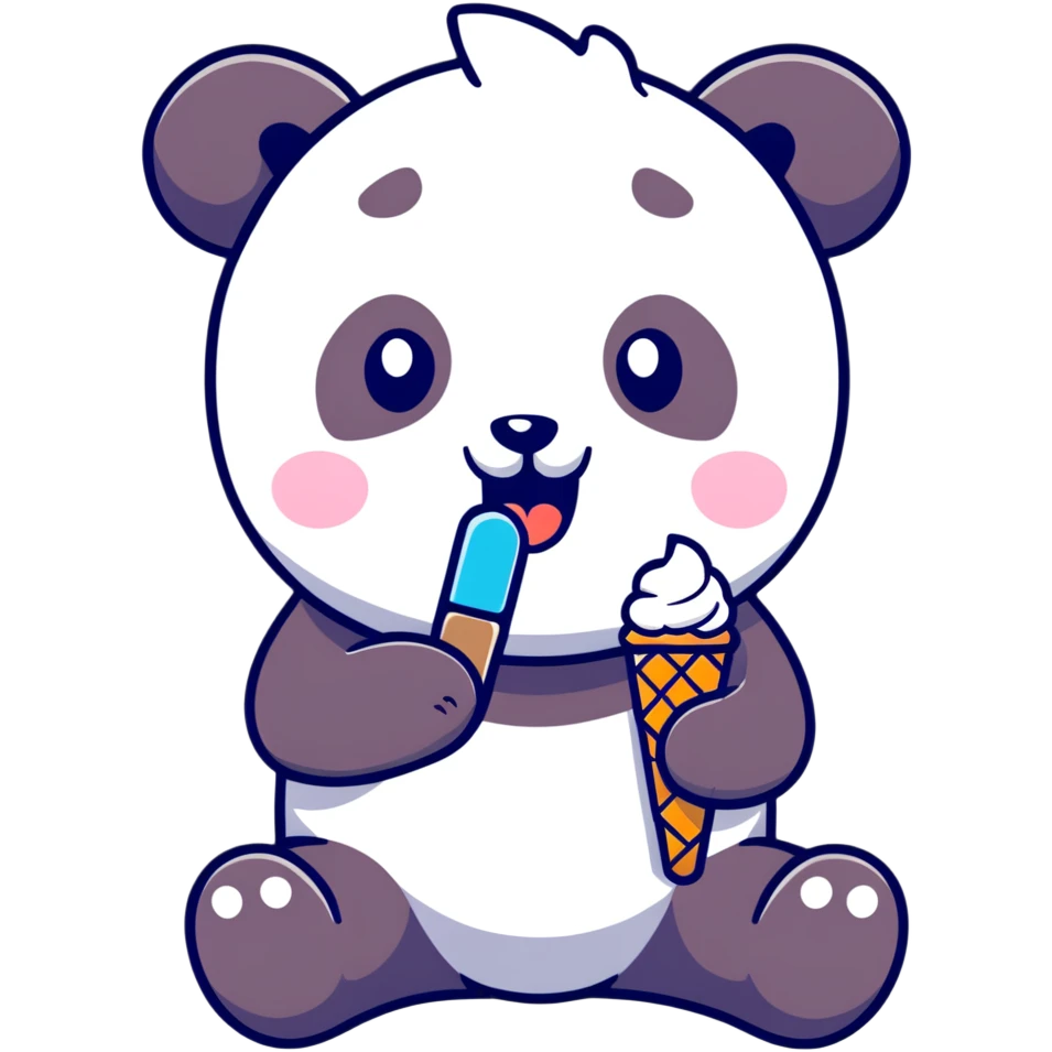 Panda eating ice cream emoji
