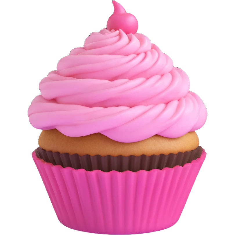 A cupcake with pink icing emoji