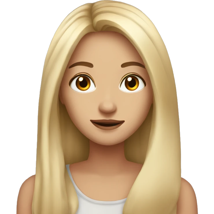Beautiful woman, straight long light hair, brown eyes, cozy emoji