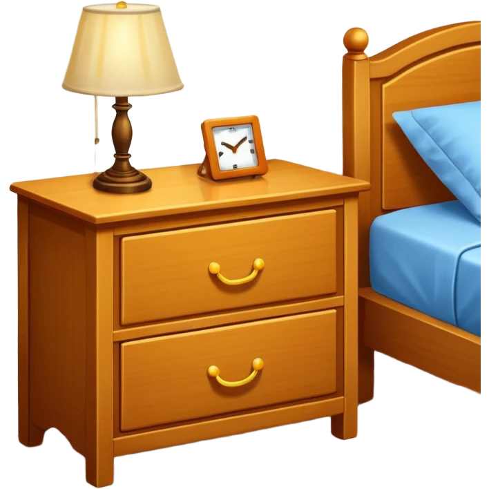 Cupboard-commode-drawer-night-bed-stand with a night lamp on  emoji