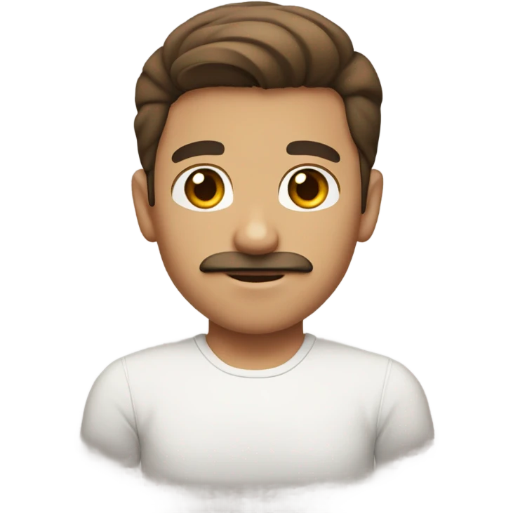 Boy, brown hair, fade hair, white mustache, thick eyebrows  emoji