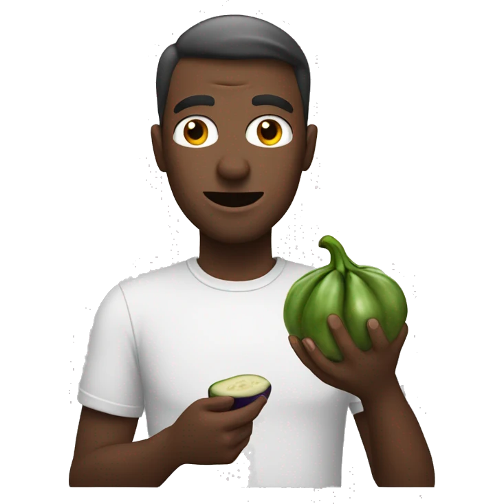Man eats eggplant emoji