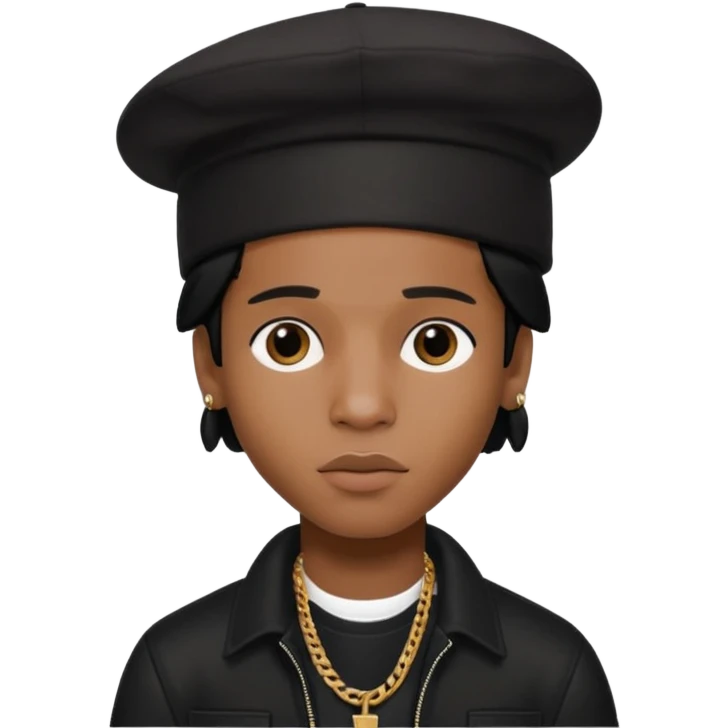 ASAP ROCKY as pretty bratz man with black hat and clothes, black hair emoji