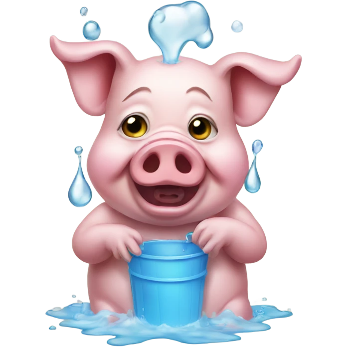 pig in clown costume crying with water emoji