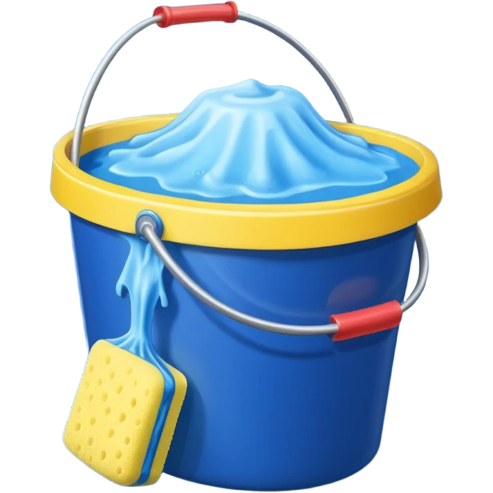 I want emoji with dark blue bucket that is filled with dtergent nd hace car wash sponge in yellow color emoji