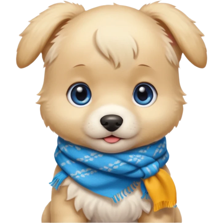 Blonde puppy with blue eyes wearing a scarf emoji