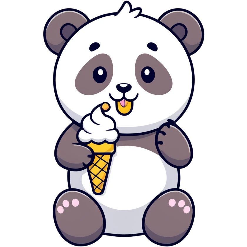 Panda eating ice cream emoji