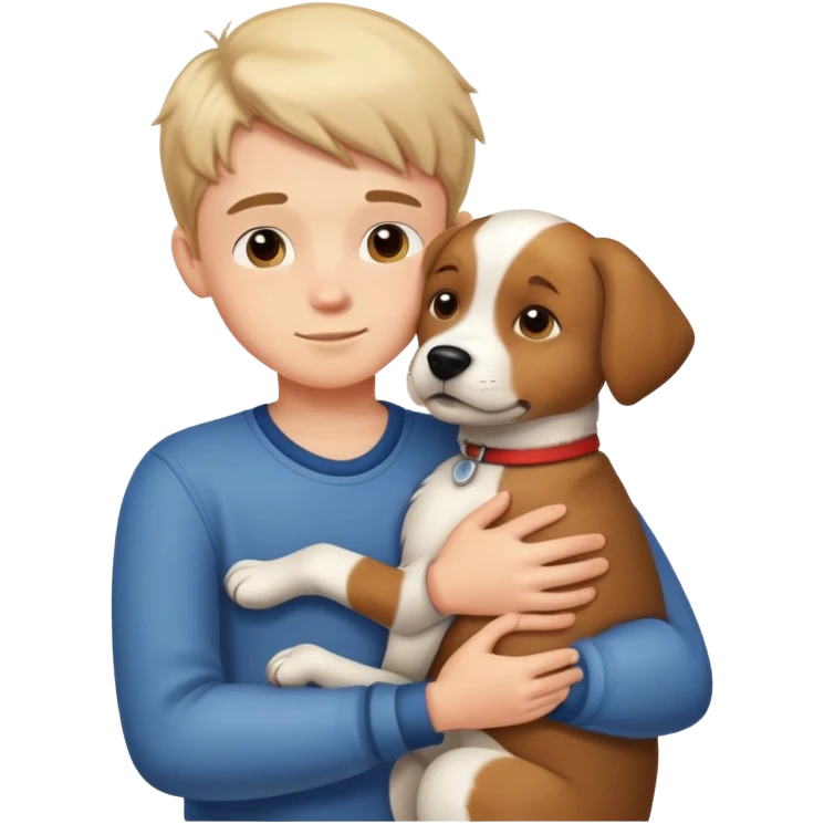 Dog hugging boy emoji